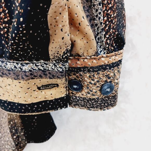 Blouse Size 14 Black Brown Beige Officewear Casual Professional Secretary Resort - Picture 5 of 16